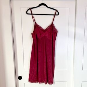 Vintage Hand Dyed Red Lace Trim Slip